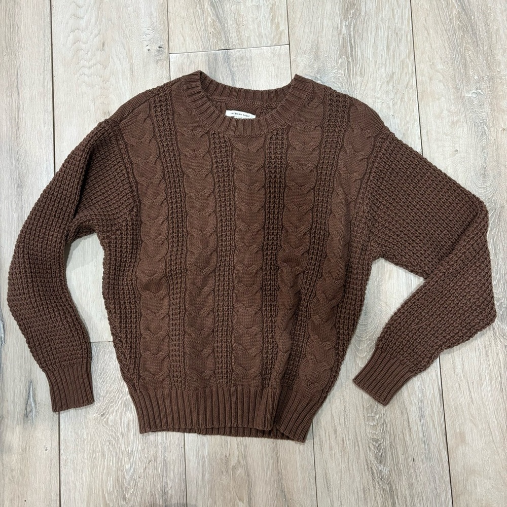 American Eagle Brown Knit Chunky Sweater